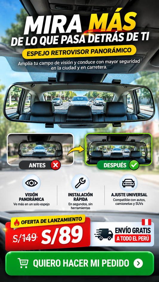 Espejo Retrovisor Panorámico Profesional